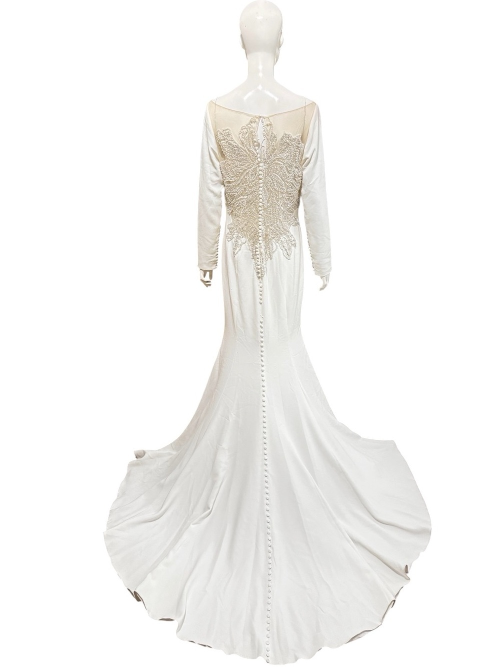 Justin Alexander Illusion Back Long Sleeve Fit and Flare Size 16 Style #8936